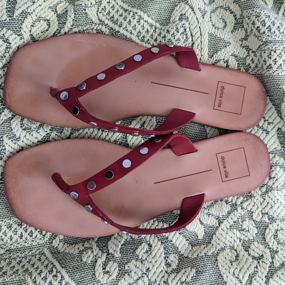 Dolce Vita Burgundy Studded Sandals